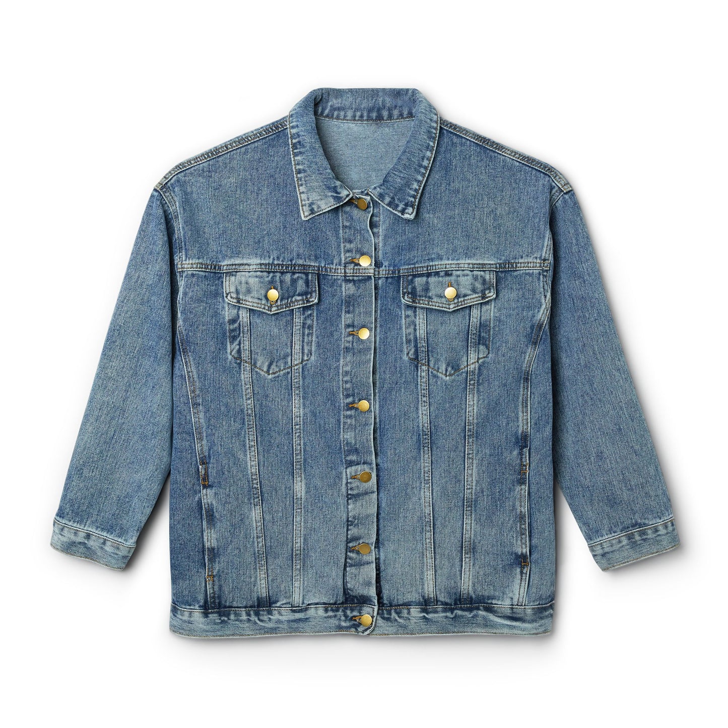 Custom Women's Denim Jacket with Woman Studying Bible Inspired Design