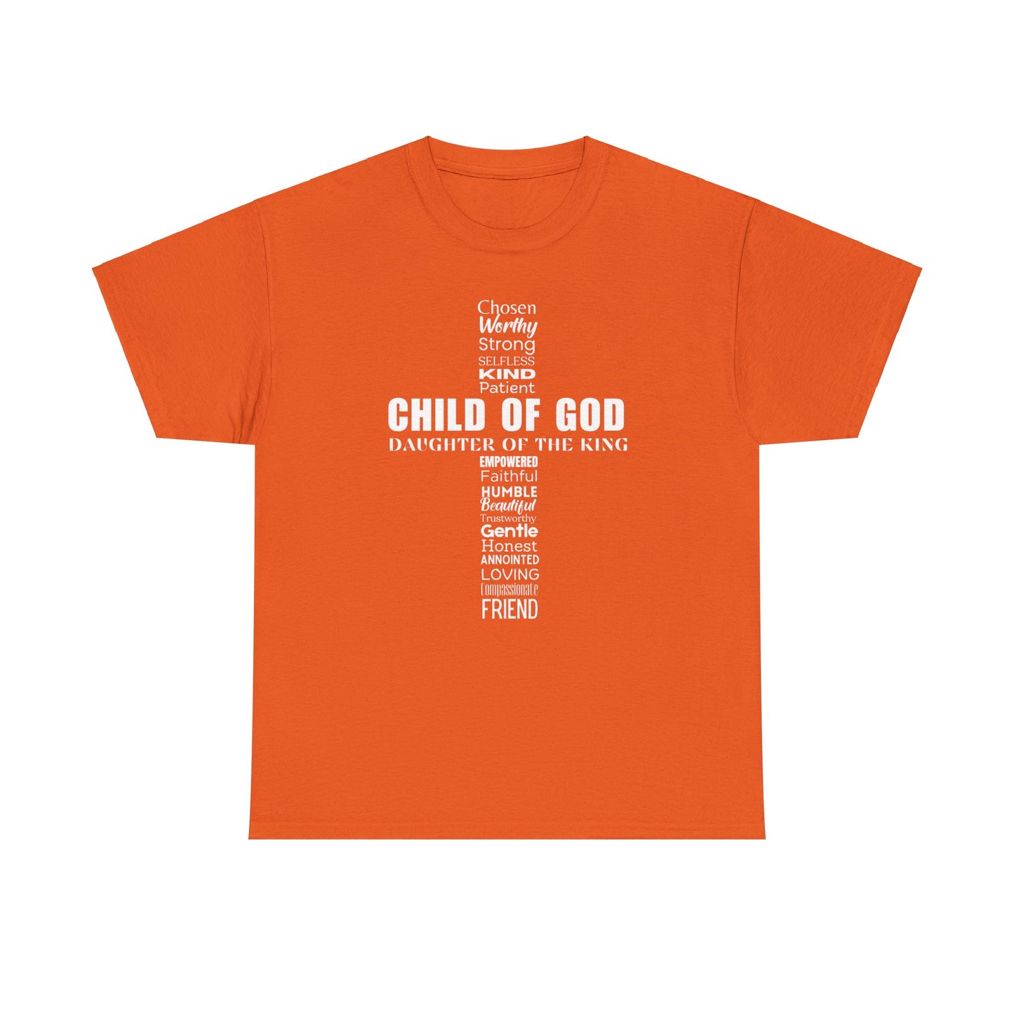 Christian Characteristics Cross Unisex Tee - Child of God, Daughter of the King Print