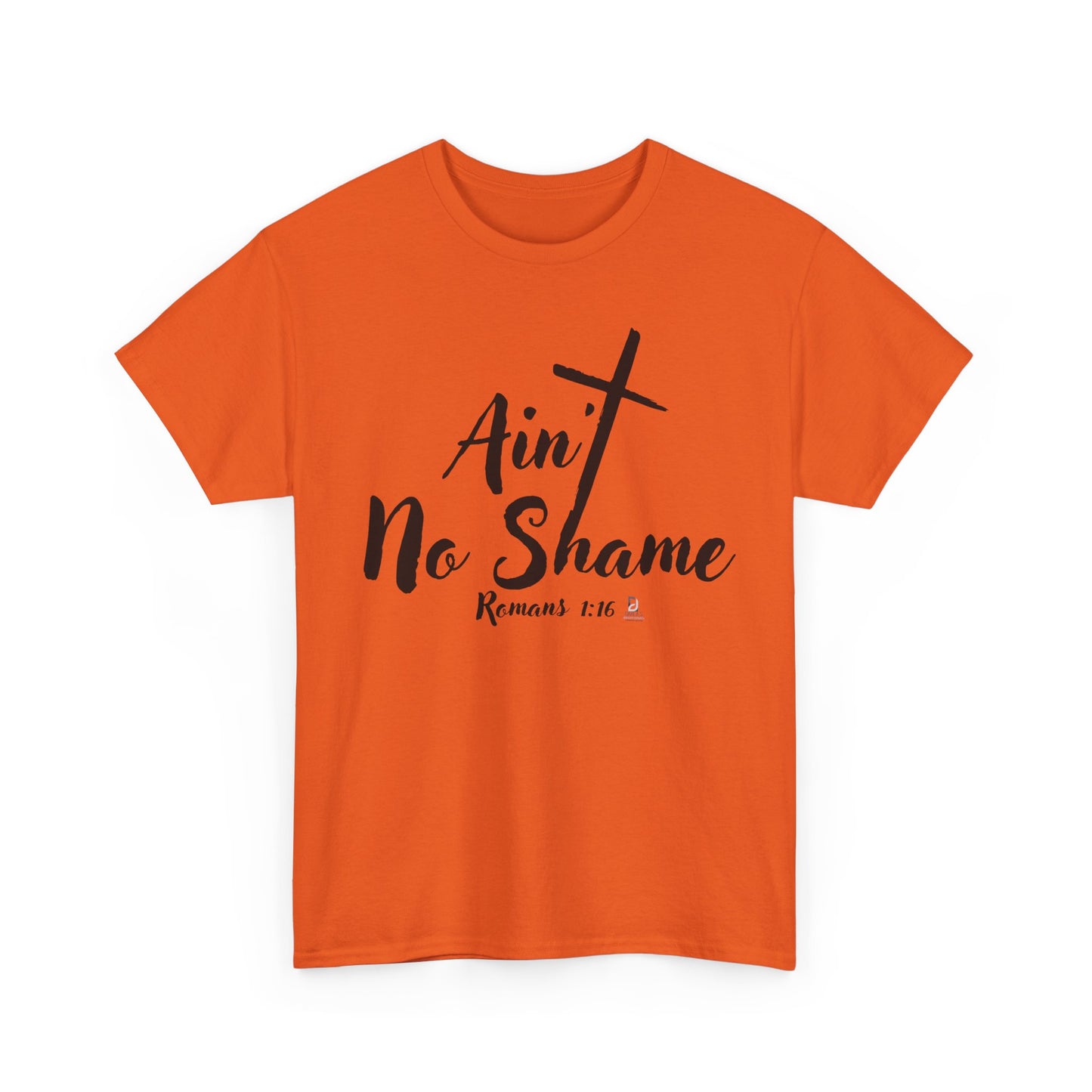 Christian Unisex Tee 'Ain't No Shame' Romans 1:16 Heavy Cotton