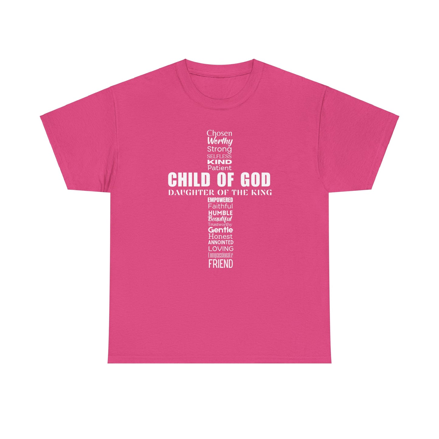 Christian Characteristics Cross Unisex Tee - Child of God, Daughter of the King Print