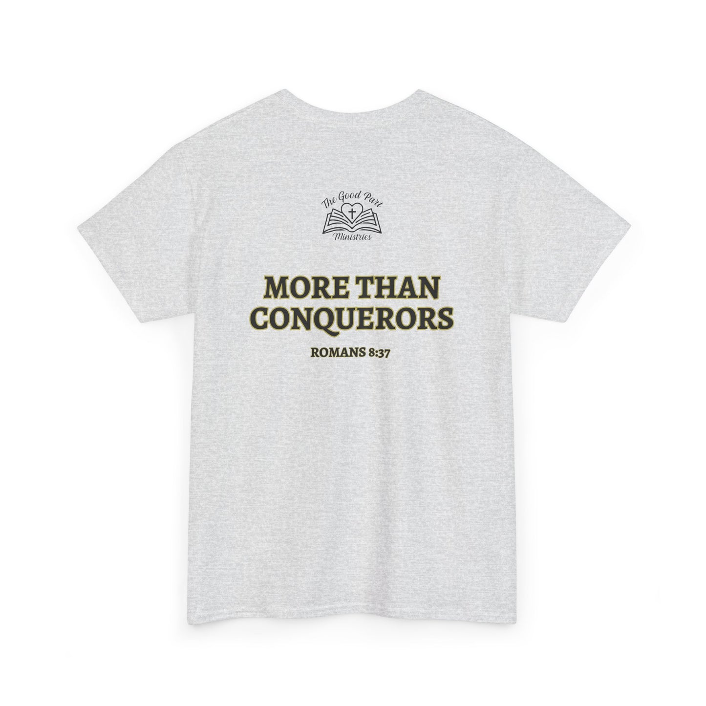 Inspirational Faith T-Shirt, Christian Tee, Jesus Giants Apparel, Romans 8:37 Shirt, Unisex T-Shirt, Gift for Believers