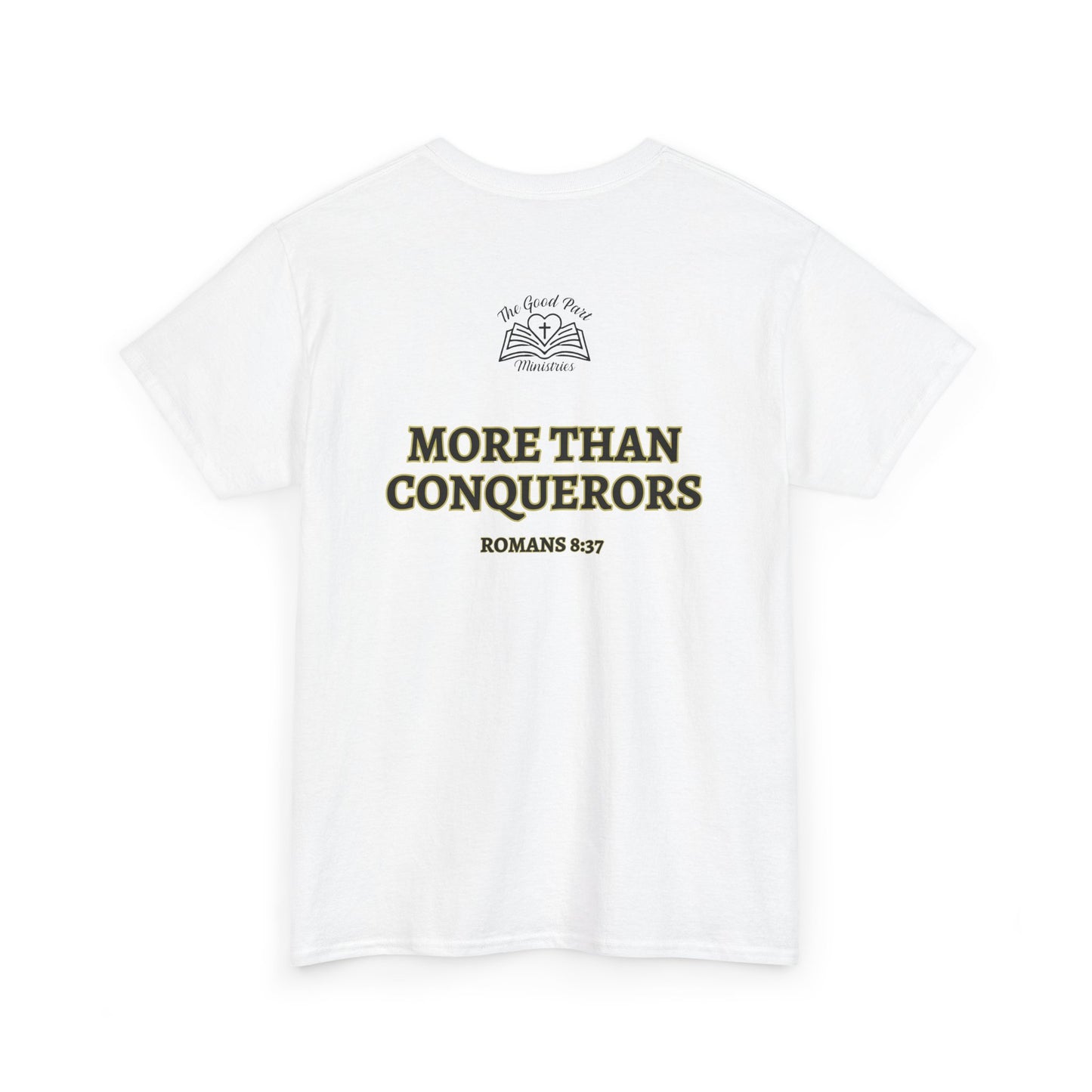 Inspirational Faith T-Shirt, Christian Tee, Jesus Giants Apparel, Romans 8:37 Shirt, Unisex T-Shirt, Gift for Believers